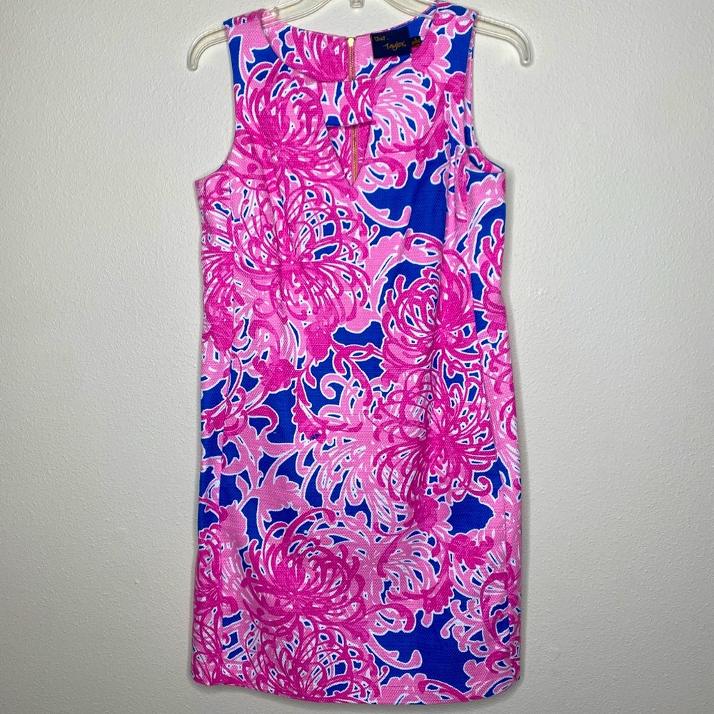 JUST TAYLOR Pink & Blue Sheath Dress